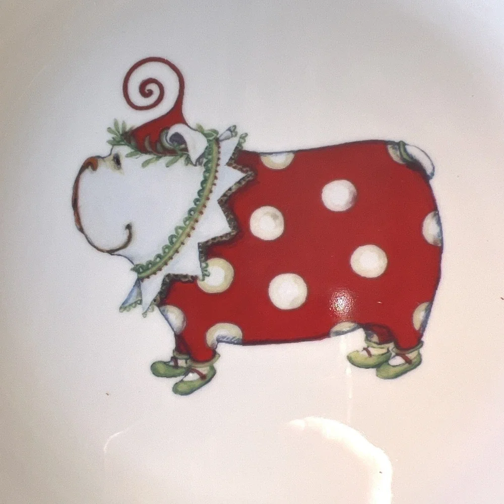 (2) Dept‎ 56 Patience Brewster Krinkles Christmas Dog W/ Purse Salad Plates New